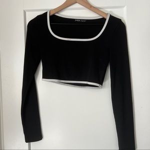 SHEIN black and white long sleeve crop top